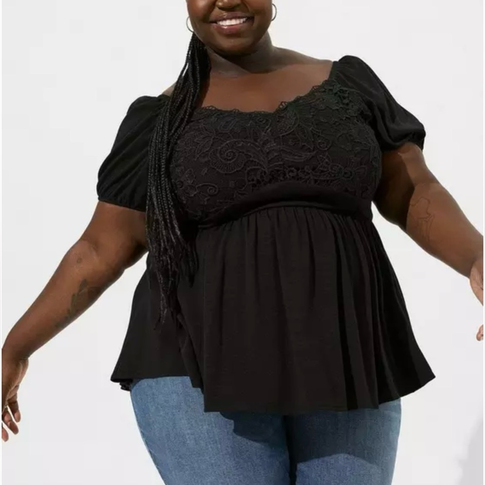 NWT Torrid crinkle gauze with lace short sleeves blouse size 3X
